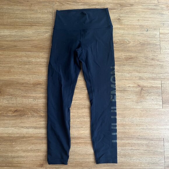 Lululemon Athletic Wunder Under HR 7/8 Tight Yoga Pants Graphic True Navy Size 6 - Picture 1 of 9